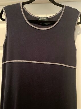XL Womens Navy Blue, 100% Cotton Maxi Dress W/Accented Stitching